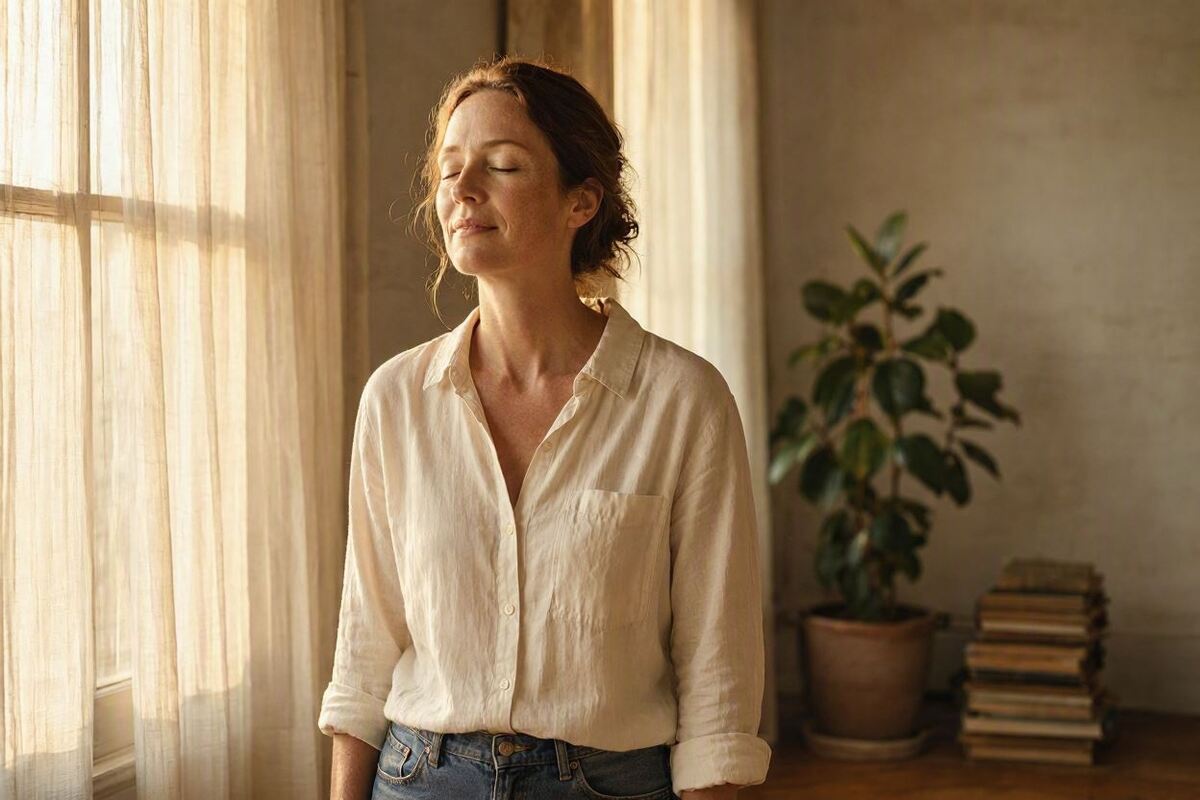 A person relaxing in soft light, symbolizing the moment healing begins to reveal its sequence.