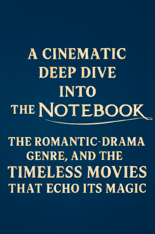 Cinematic collage featuring a rain-soaked kiss reminiscent of The Notebook, surrounded by visual motifs of vintage letters, film reels, dual timelines, and emotional memory — all bathed in warm golden tones with soft lighting and nostalgic atmosphere, evoking the romantic-drama genre and timeless love stories.